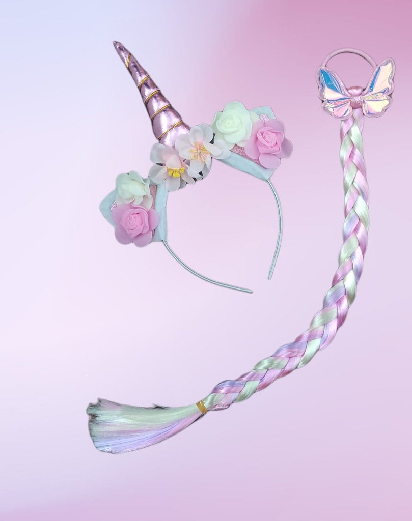 Unicorn Headband/ Hairband and pony with a rubber band for Kid Girls Headband/ clips KidosPark