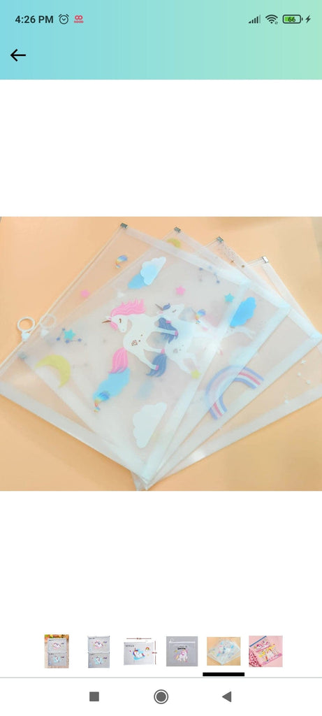 Unicorn PVC Document Bag File Folder/ Pencil Case /Stationery Holder/ Organizer Bags and Pouches KidosPark