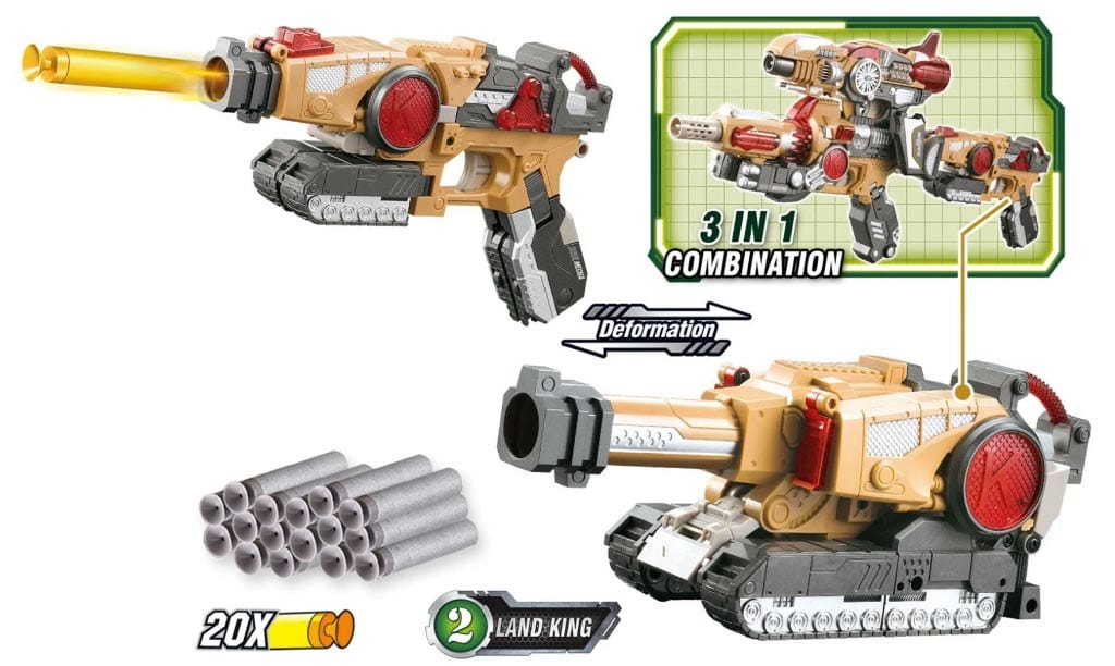 KidosPark Toy and Puzzle Tank deformation 3 in 1 soft bullet gun