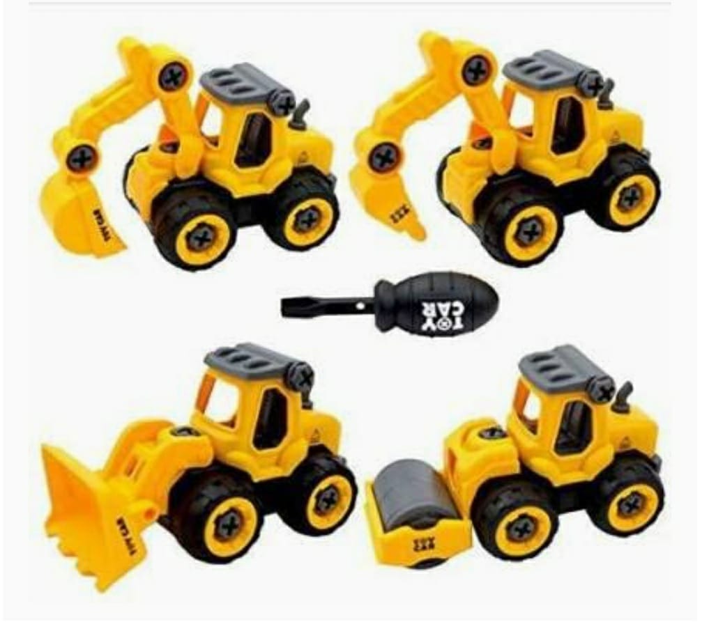 KidosPark Toy Set of 4 Assemble disassemble Construction vehicles DIY toys