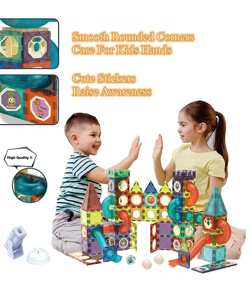 110 Pieces light magna tiles /building blocks/ marble run blocks educational toy for kids/ toddlers blocks KidosPark