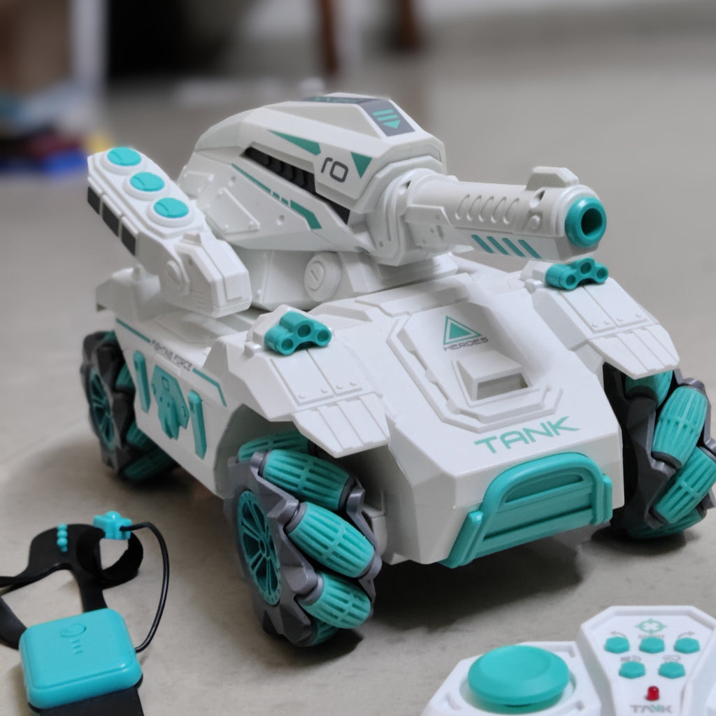 Advanced 2.4 GHz Gesture Sensing Tank: Launch Water Bombs, Remote Long-Distance Control, Multi-Directional Driving, Lateral Walking, 360¬∞ Whirling, Auto Demo Remote controlled Toys KidosPark