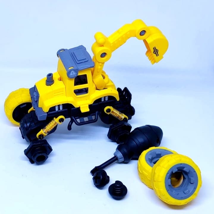 Assemble disassemble construction vehicle DIY crane Cars and Car Tracks KidosPark