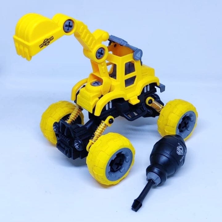Assemble disassemble construction vehicle DIY crane Cars and Car Tracks KidosPark
