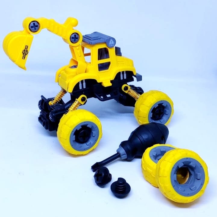 Assemble disassemble construction vehicle DIY crane Cars and Car Tracks KidosPark