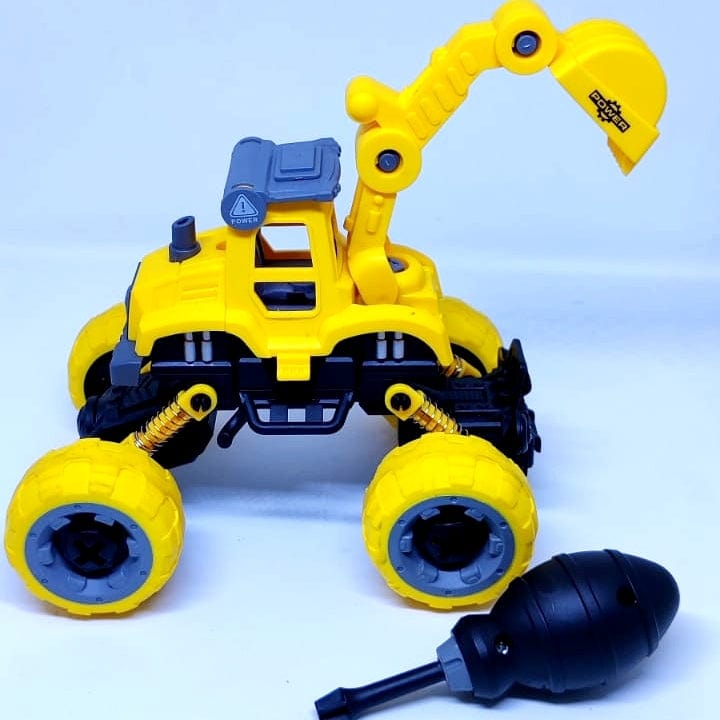 Assemble disassemble construction vehicle DIY crane Cars and Car Tracks KidosPark