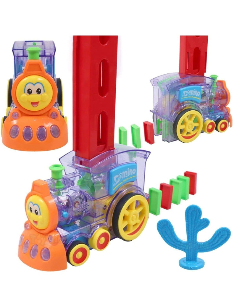Automatic Domino Building & Stacking Choochoo Train | 60 Pc Set | Domino Colour May Vary | Steering Control for Kids blocks KidosPark