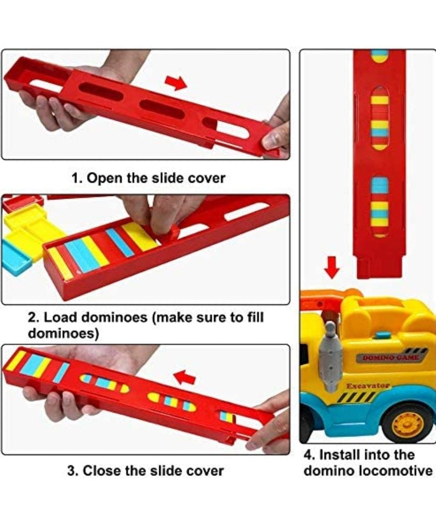 Automatic Domino Building & Stacking Choochoo Train | 60 Pc Set | Domino Colour May Vary | Steering Control for Kids blocks KidosPark