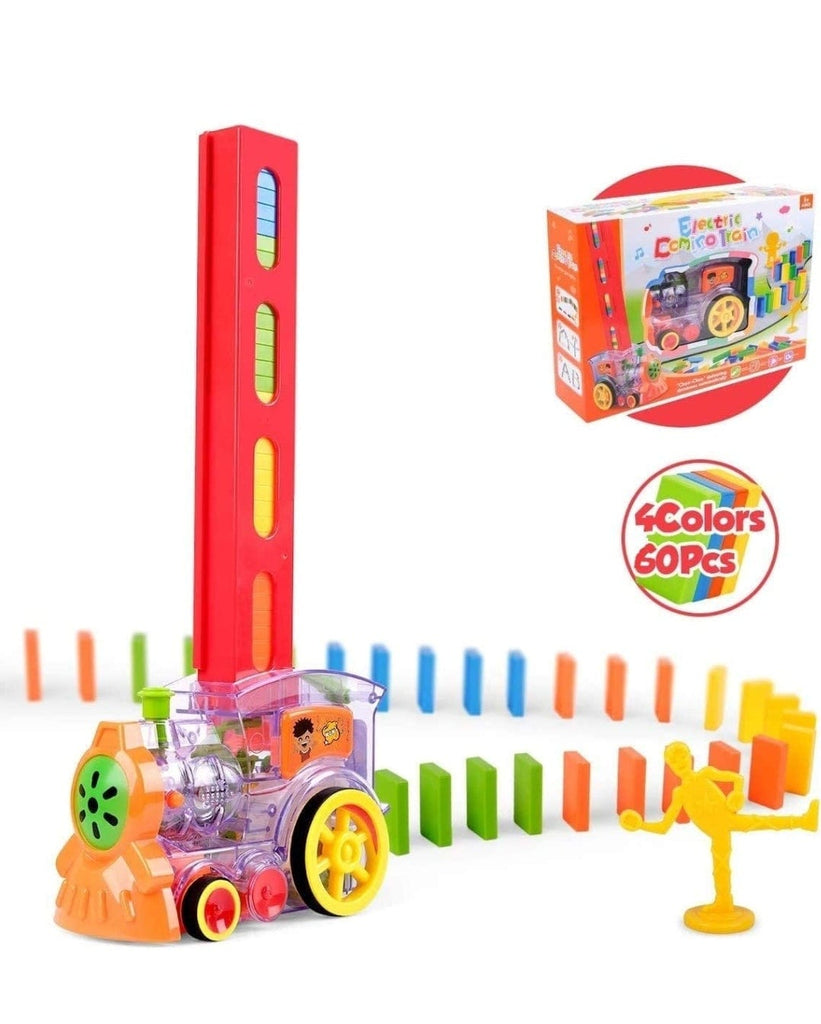 Automatic Domino Building & Stacking Choochoo Train | 60 Pc Set | Domino Colour May Vary | Steering Control for Kids blocks KidosPark