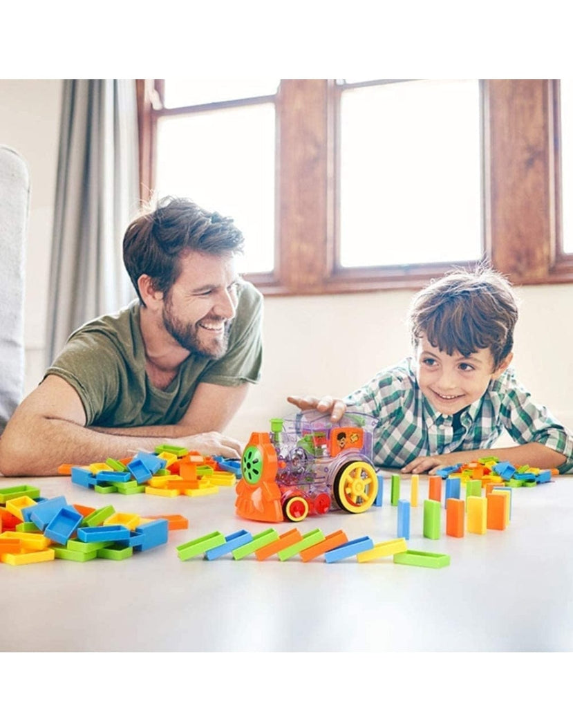 Automatic Domino Building & Stacking Choochoo Train | 60 Pc Set | Domino Colour May Vary | Steering Control for Kids blocks KidosPark