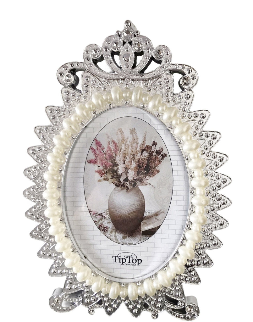 Charming Pearl & Crystal Bow Photo Frame - Elegant Room Decor Picture Frame KidosPark