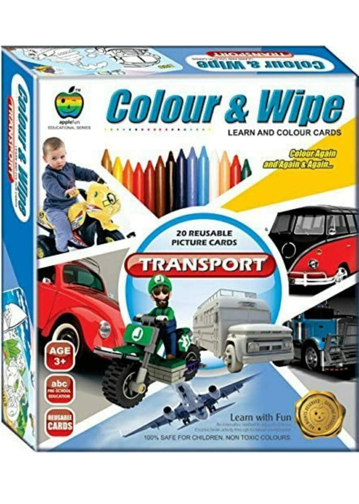Color and Wipe transport with 20 reusable cards Educational toy KidosPark