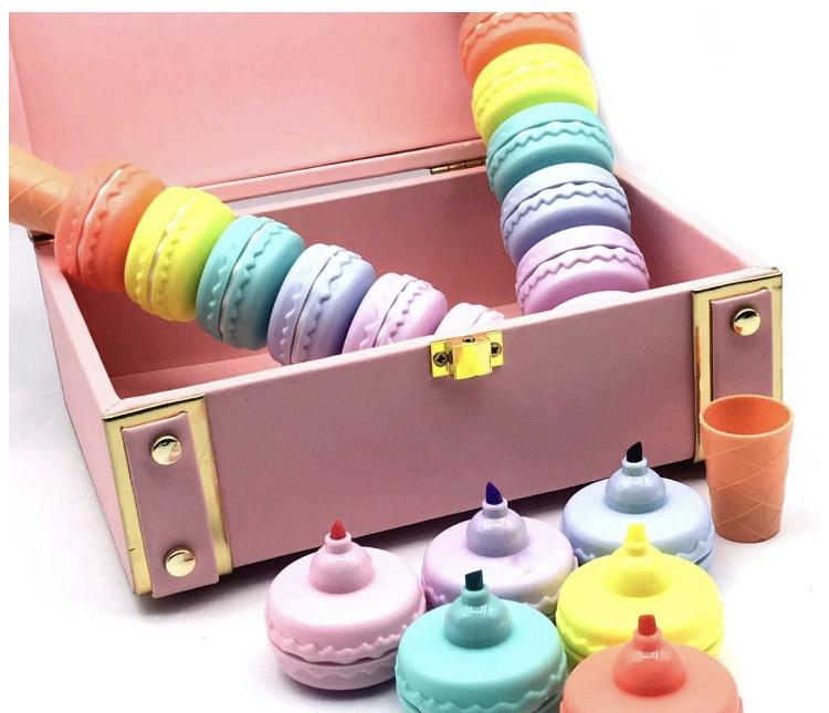 Colorful Creativity: 6-in-1 Macaron Shape Marker/Highlighter Pen Set for Vibrant Organization Art and Crafts KidosPark