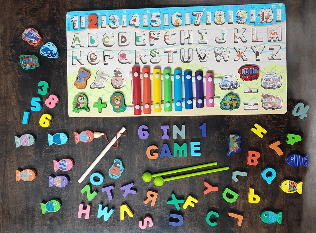 Comprehensive Learning Wooden Educational Toy Set - Alphabets, Numbers, Transport, Animals, Xylophone, and More! Educational toy KidosPark
