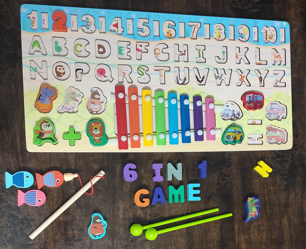 Comprehensive Learning Wooden Educational Toy Set - Alphabets, Numbers, Transport, Animals, Xylophone, and More! Educational toy KidosPark