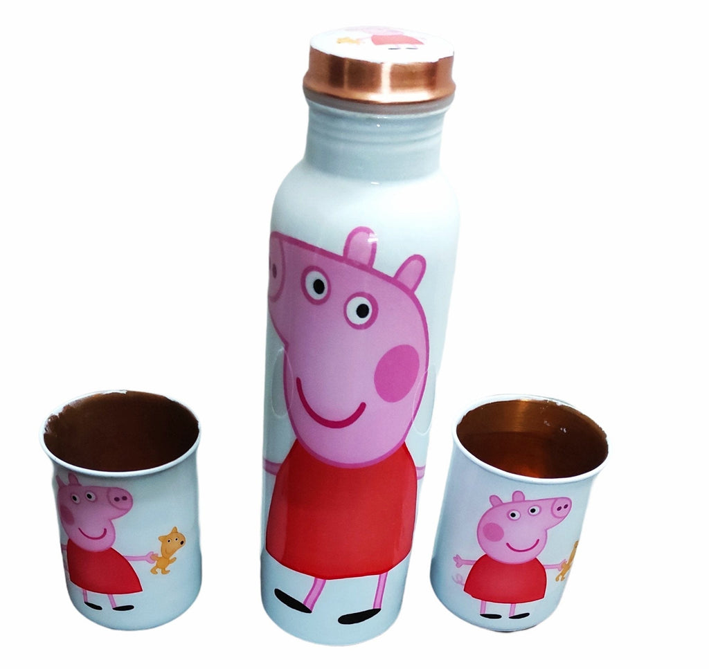 Copper Peppa Pig bottle with 2 glasses Bottles and Sippers KidosPark