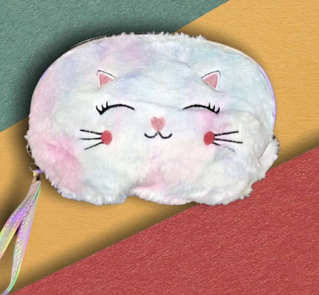 Cute Cat Styled Multipurpose fur pouch/ Make up Pouch/ Stationery pouch Bags and Pouches KidosPark