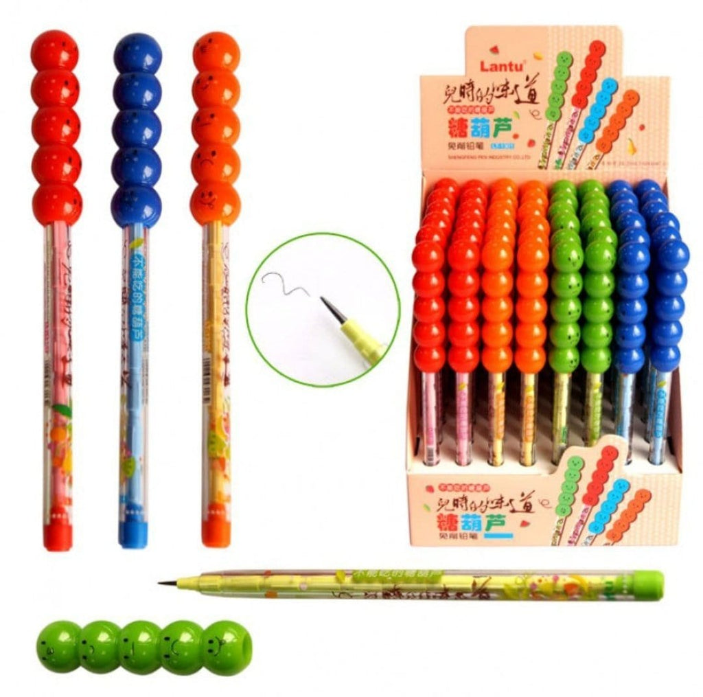 Cute emoji / Smiley/ Beads pencils - Pack of 4 stationery KidosPark