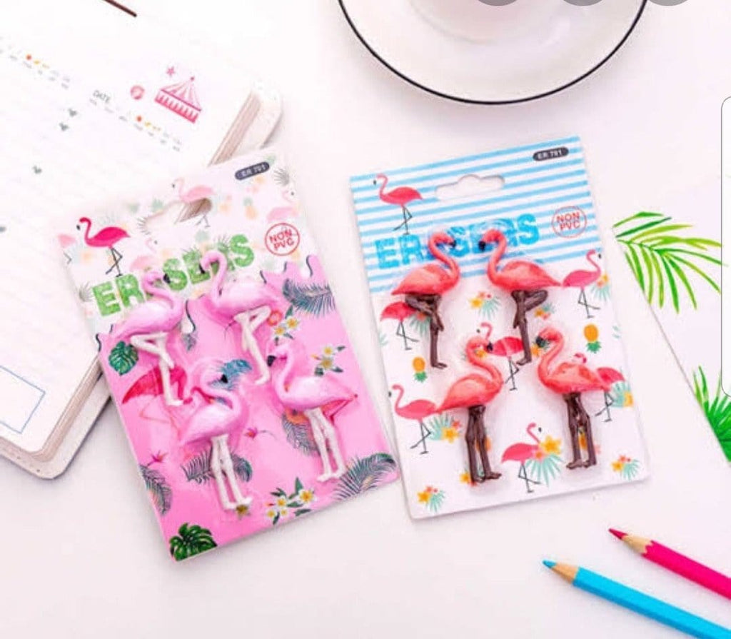 Cute Flamingo shaped erasers ( Single packet) stationery KidosPark