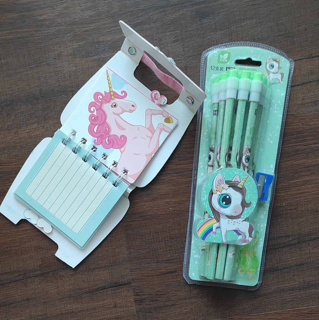 Cute pack of 12 Unicorn pencils and mini unicorn diary Diary KidosPark