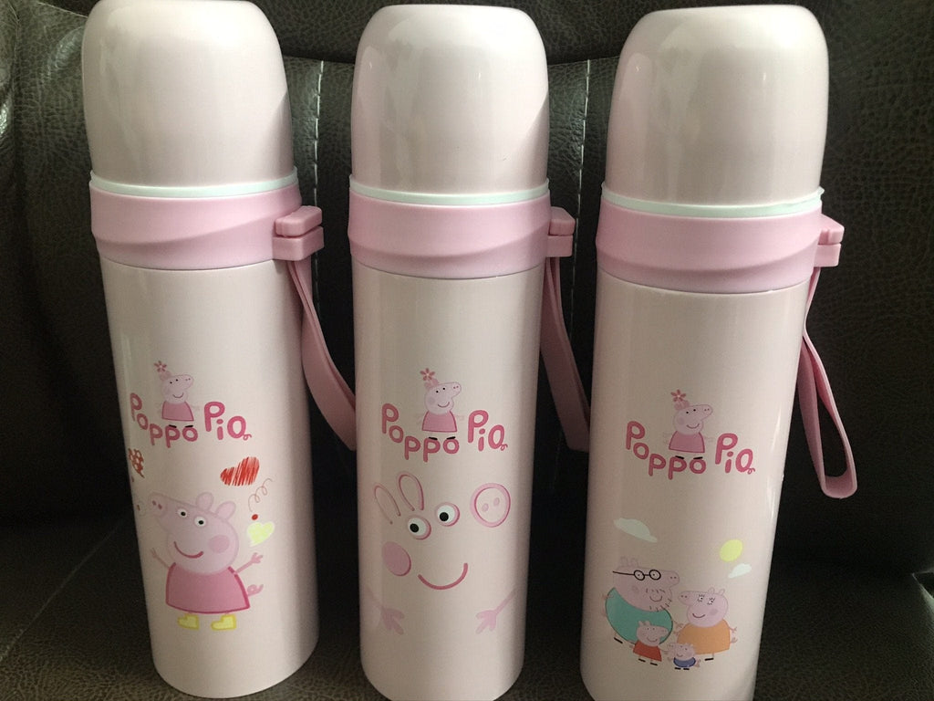 Cute Peppa Print Stainless steel bottle with a cup/ Gym Bottle/ School bottle for kids - 500 ml Bottles and Sippers KidosPark
