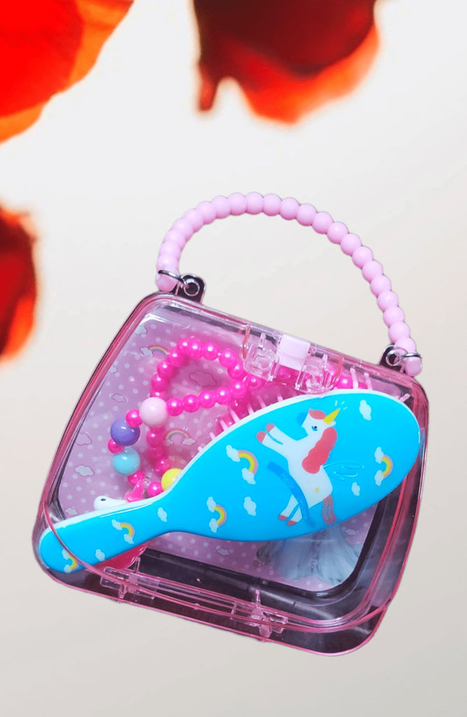 Cute princess mini handbag with a unicorn necklace and a comb Headband/ clips KidosPark