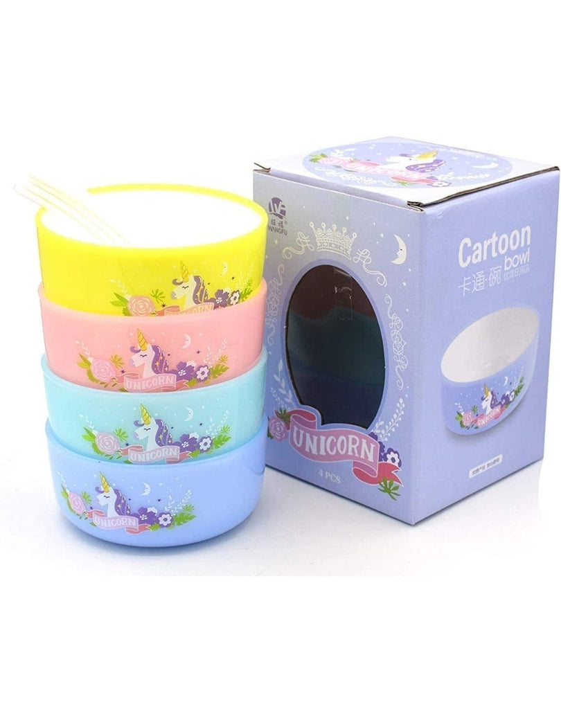 Cute unicorn multicolored bowl set for kids with spoons tableware KidosPark