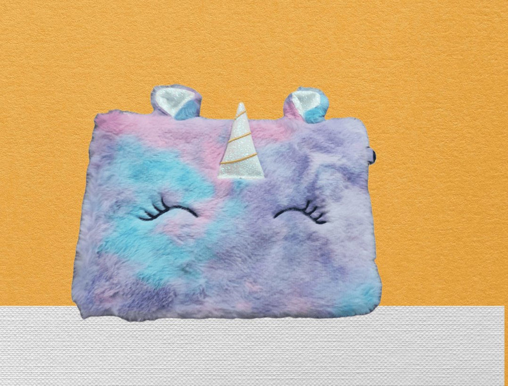 Cute Unicorn Styled Multipurpose fur pouch/ Stationery pouch/ sling bag with LED lights Bags and Pouches KidosPark
