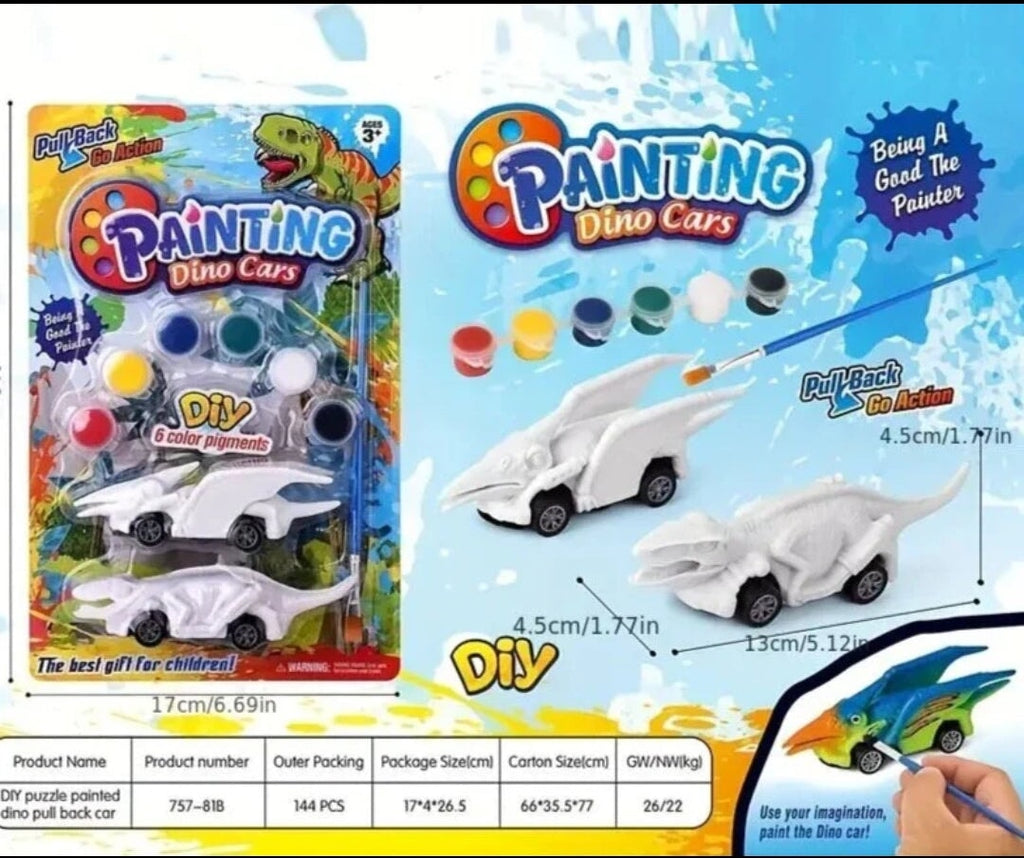Dino-Car Creative Paint Kit: Unleash Imaginative Racing Fun! Kidospark