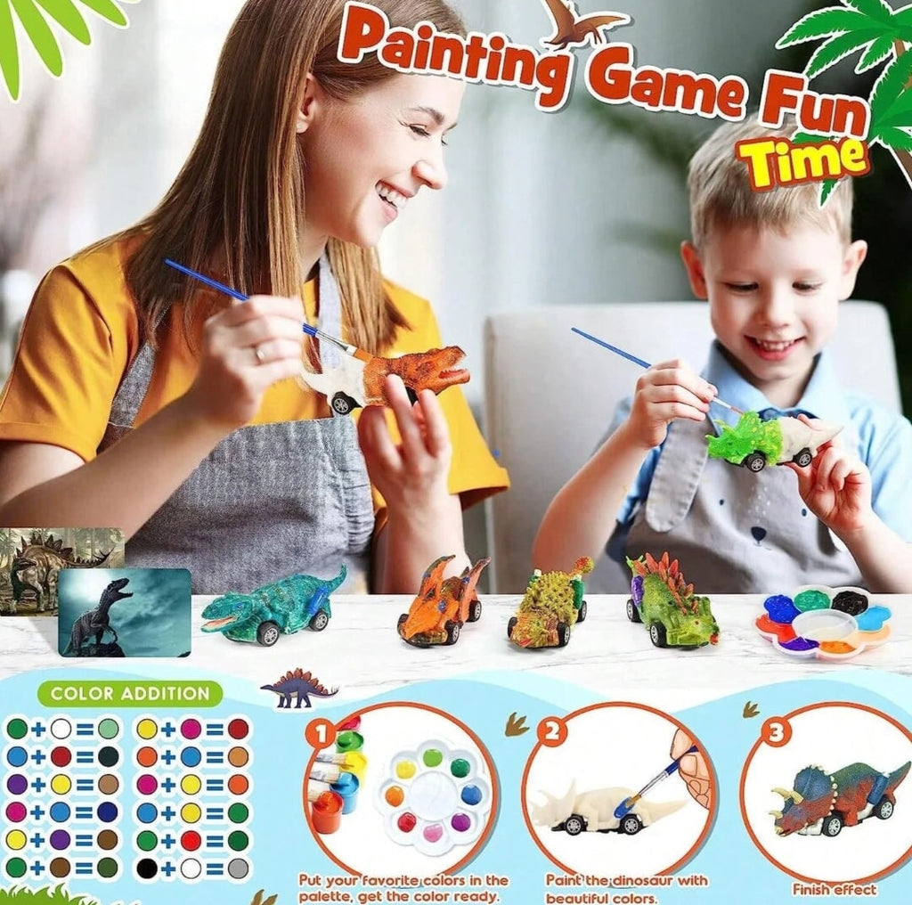 Dino-Car Creative Paint Kit: Unleash Imaginative Racing Fun! Kidospark