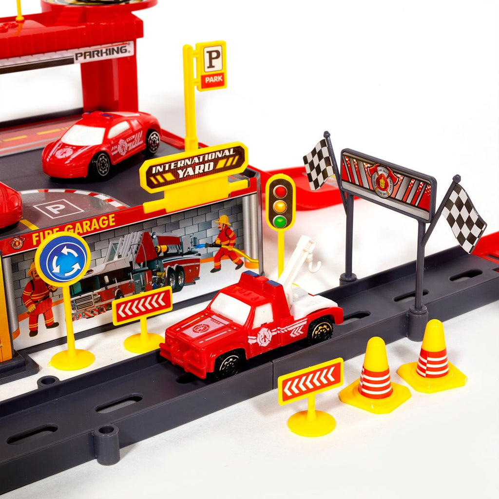 DIY Fire fighting track with 5 vehicles Cars and Car Tracks KidosPark