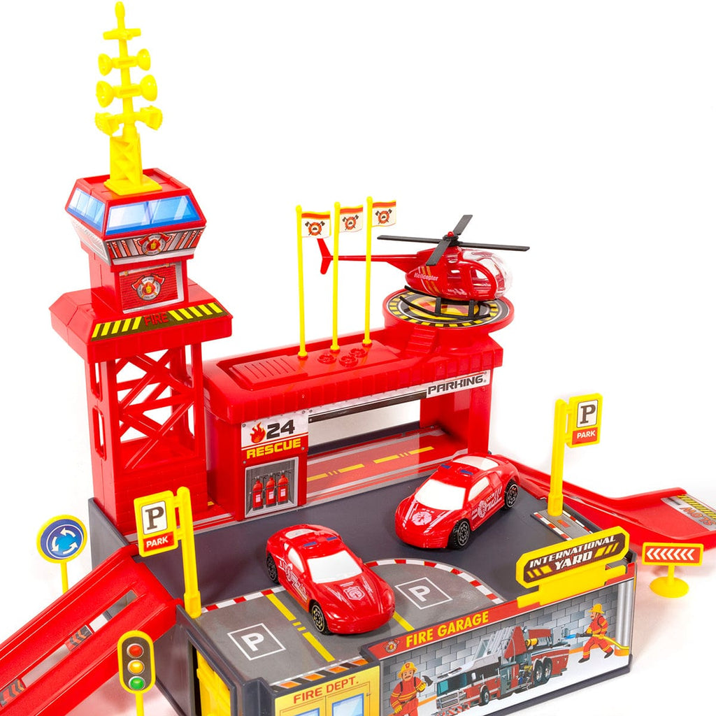 DIY Fire fighting track with 5 vehicles Cars and Car Tracks KidosPark