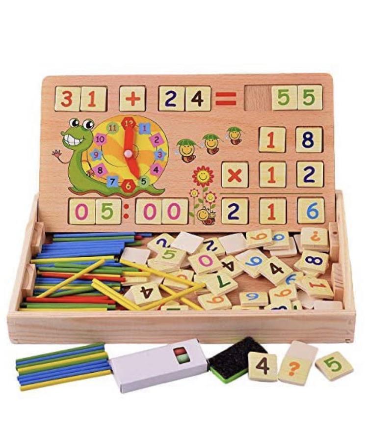 Educational Wooden Arithmetic Toy Box with Digital Number Math Blocks ...