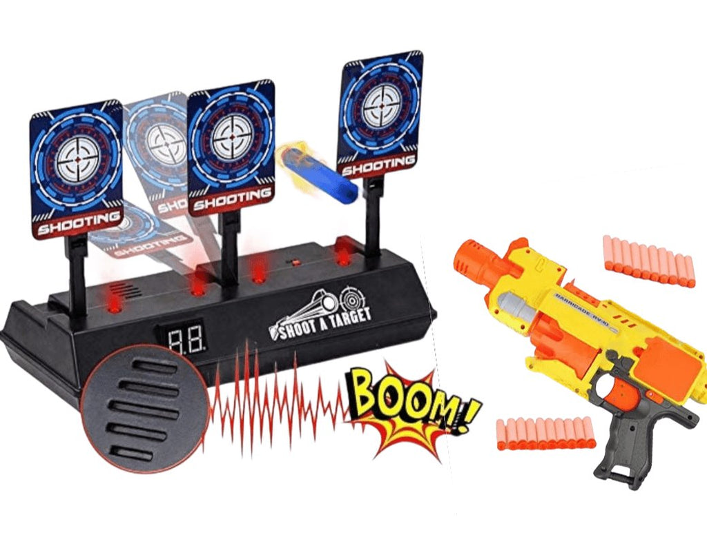 Electric Digital shooting game with Nerf guns, scoring auto reset, with Blaze storm gun TOY KidosPark