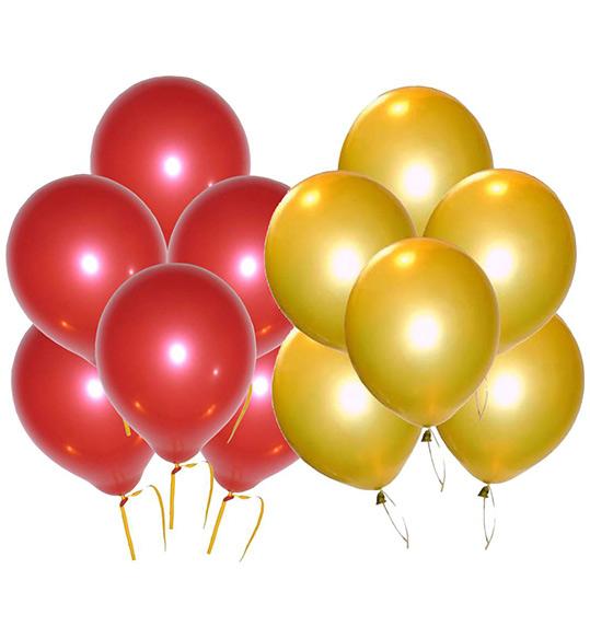 Elevate Your Party D√©cor with 50-Piece Red and Golden Metallic Latex Balloon Set Balloons KidosPark