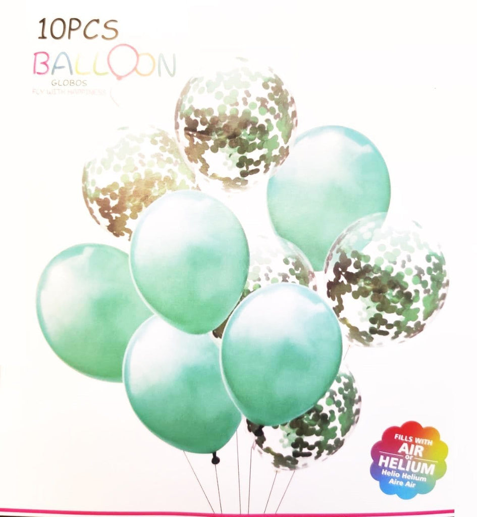 Enchanted Greens: 10-Piece Latex Balloon Set with Confetti Filling for Festive Celebrations Balloons KidosPark