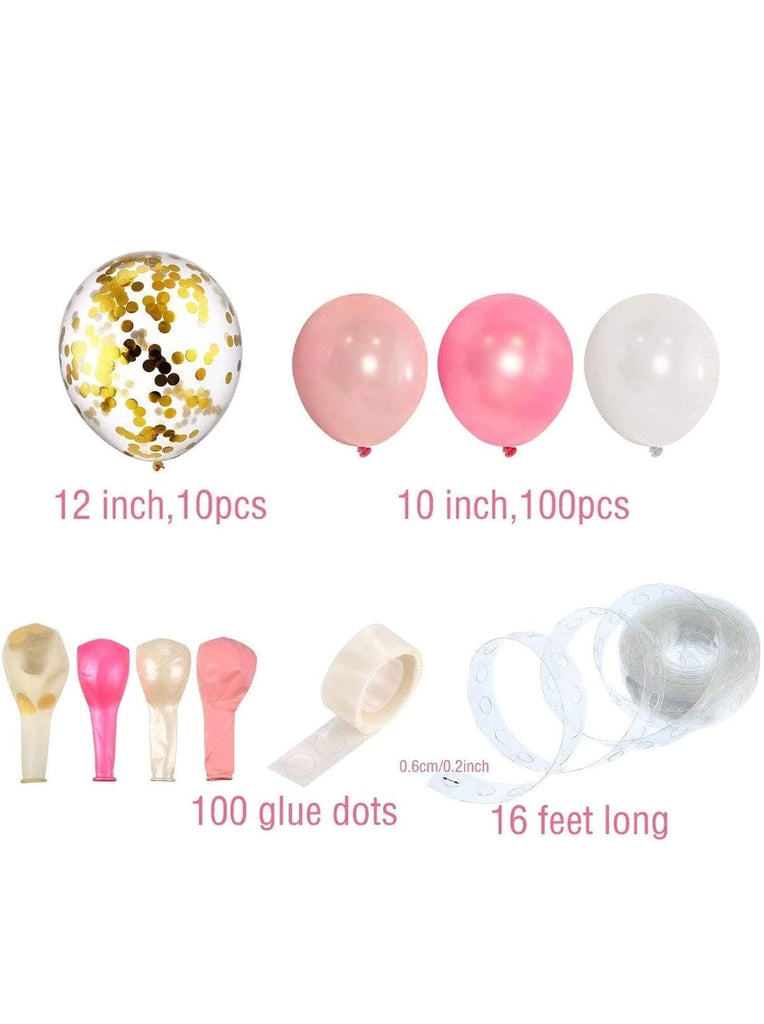 Exquisite Pink and White Balloon Arch Set for Events | Easy Installation | 113 Pieces Balloons KidosPark