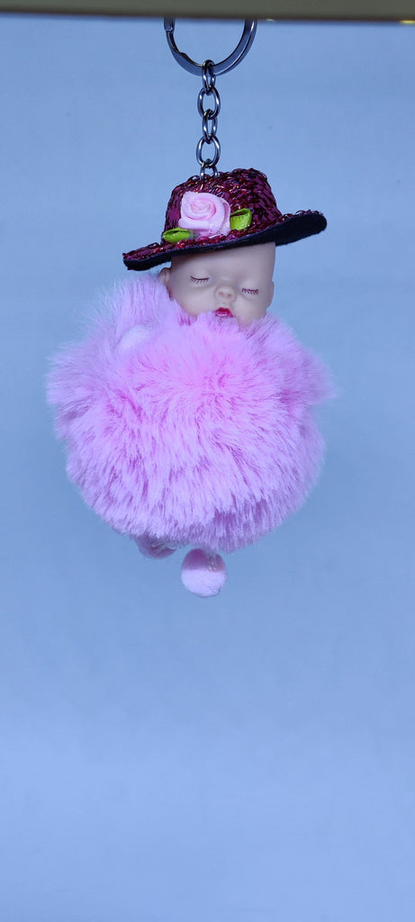 Fluffy and soft Sleeping baby doll keychain/ Bag accessory/ Car decor (Single Piece) Bags and Pouches KidosPark