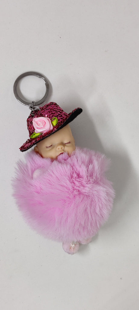 Fluffy and soft Sleeping baby doll keychain/ Bag accessory/ Car decor (Single Piece) Bags and Pouches KidosPark