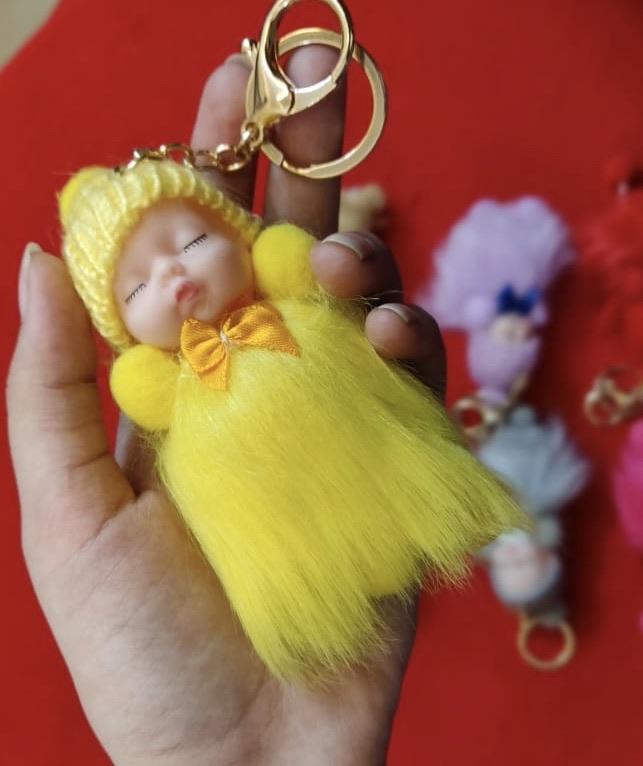 Fluffy and soft Sleeping baby doll keychain/ Bag accessory/ Car decor (Single Piece) Keychain KidosPark