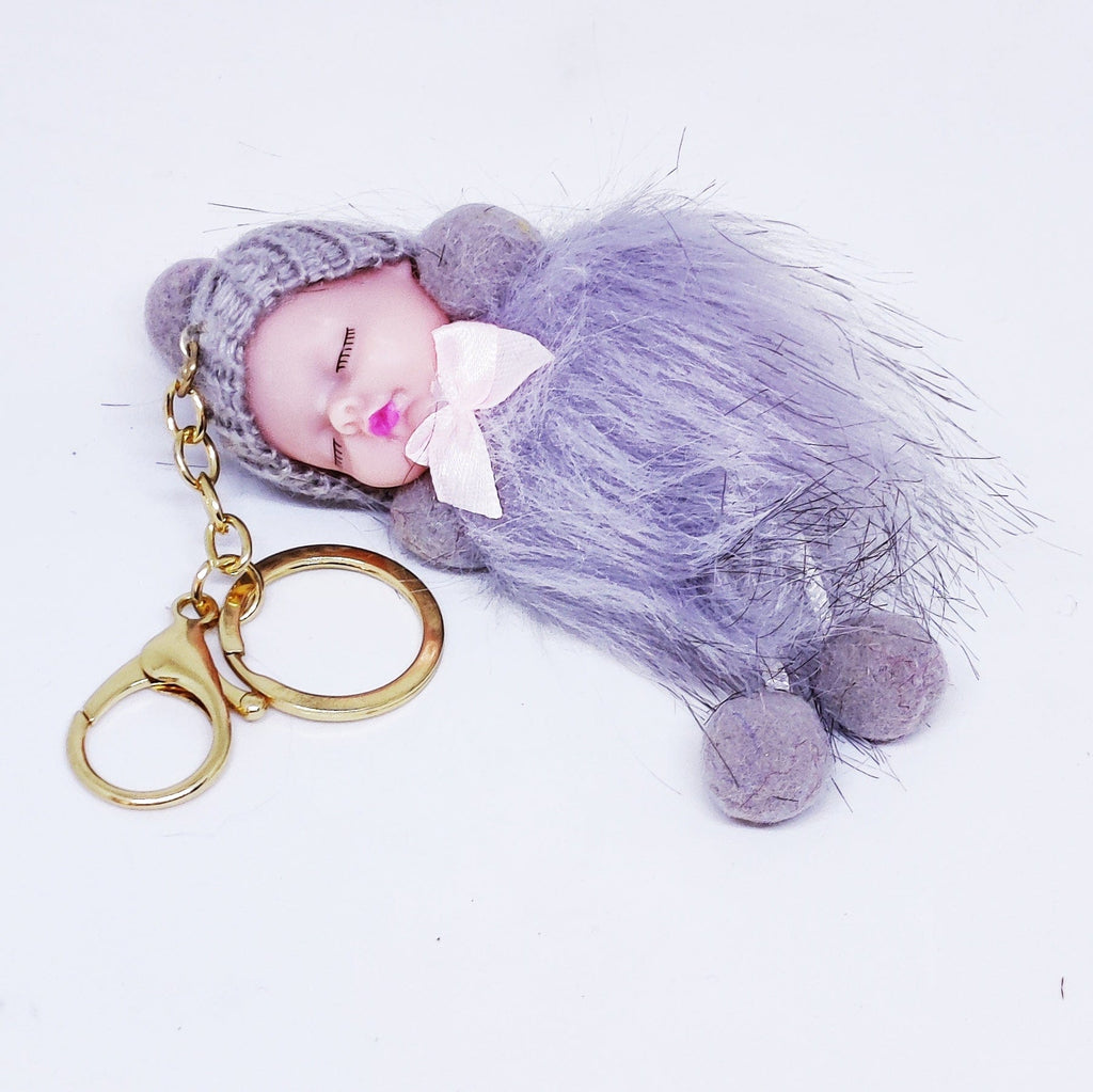 Fluffy and soft Sleeping baby doll keychain/ Bag accessory/ Car decor (Single Piece) Keychain KidosPark