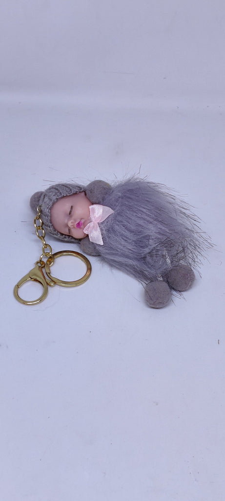 Fluffy and soft Sleeping baby doll keychain/ Bag accessory/ Car decor (Single Piece) Keychain KidosPark