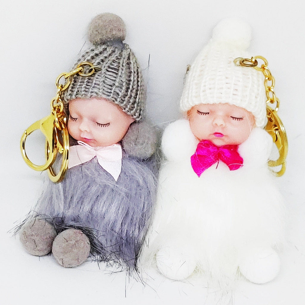 Fluffy and soft Sleeping baby doll keychain/ Bag accessory/ Car decor (Single Piece) Keychain KidosPark