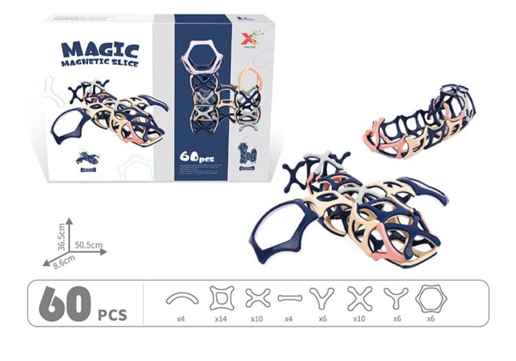 Fun Pipe Magnet Blocks: 60-Piece Magnetic Slice Tiles for Imaginative STEM Learning blocks KidosPark