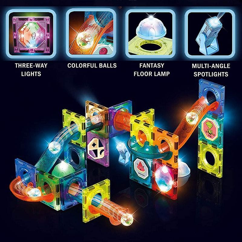 Glow in the Dark Magnetic Tiles 49 Pcs Set: STEM Learning Toy for Kids, Educational and Entertaining blocks KidosPark