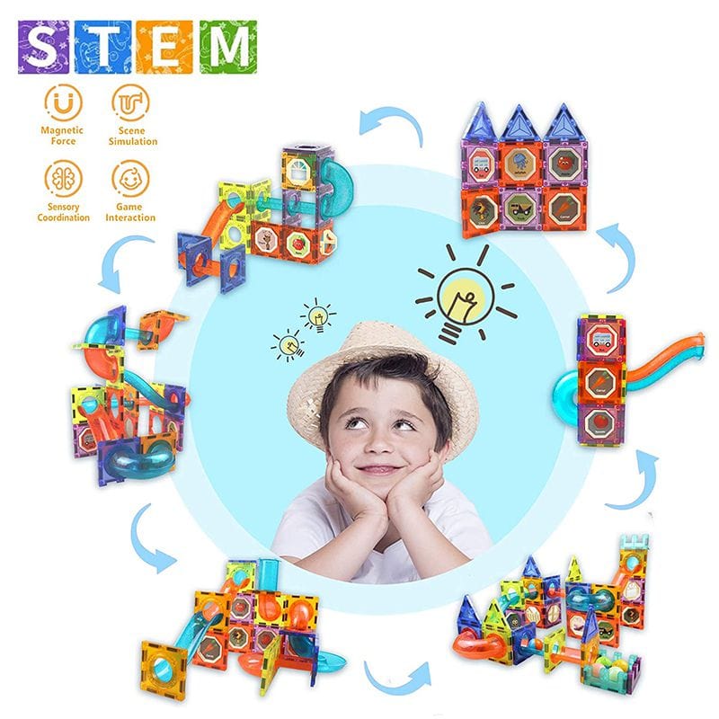 Glow in the Dark Magnetic Tiles 49 Pcs Set: STEM Learning Toy for Kids, Educational and Entertaining blocks KidosPark