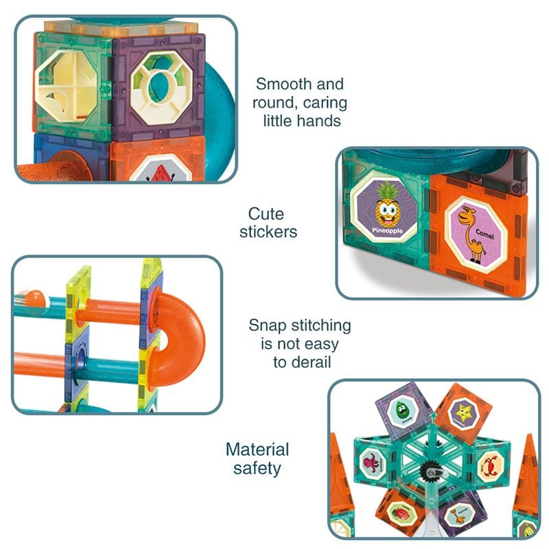 Glow in the Dark Magnetic Tiles 49 Pcs Set: STEM Learning Toy for Kids, Educational and Entertaining blocks KidosPark