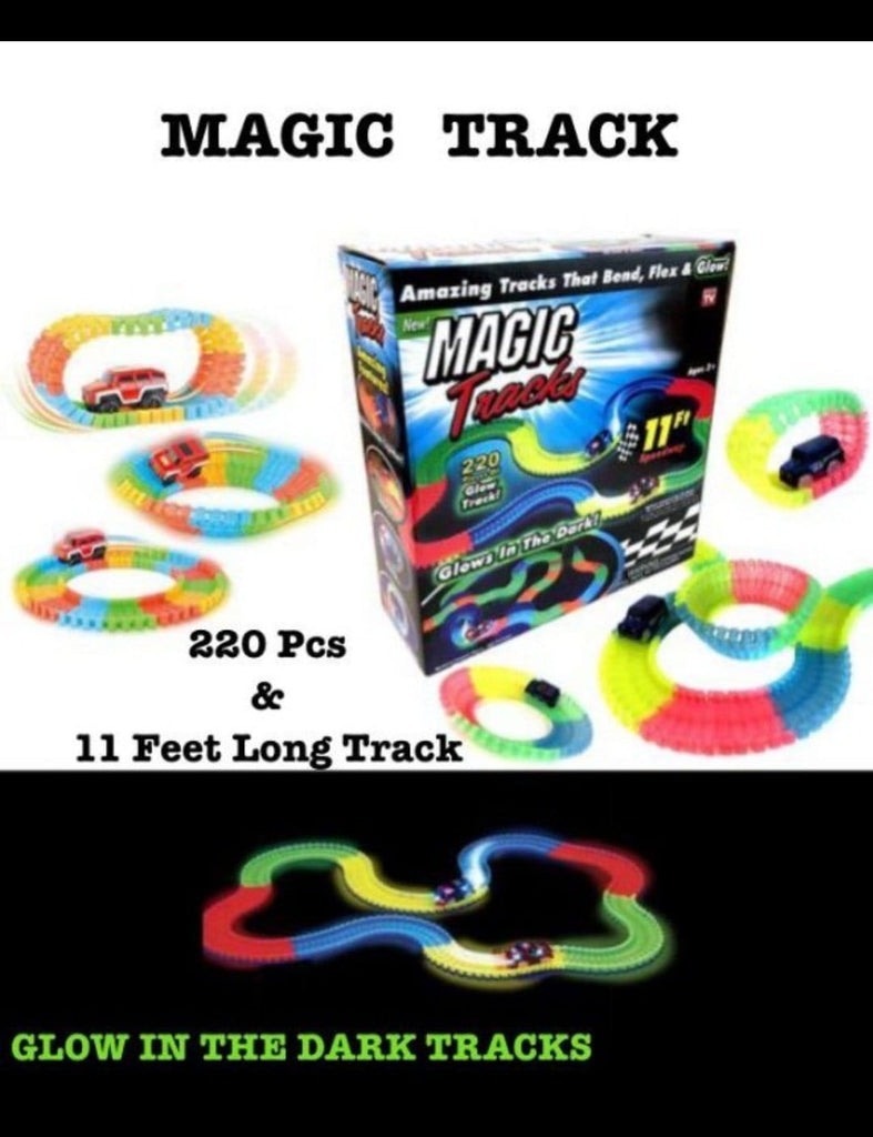 Glowing Race Car Track Set: 220-Piece Flexible Tracks for Imaginative Play - Non-Toxic ABS Plastic Cars and Car Tracks KidosPark