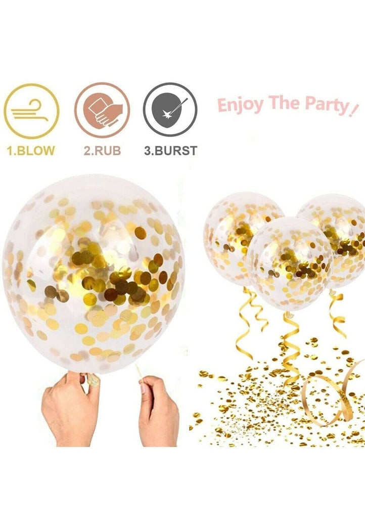 Golden Glamour: 10-Piece Metallic and Confetti-Filled Balloon Set for Unforgettable Celebrations Balloons KidosPark