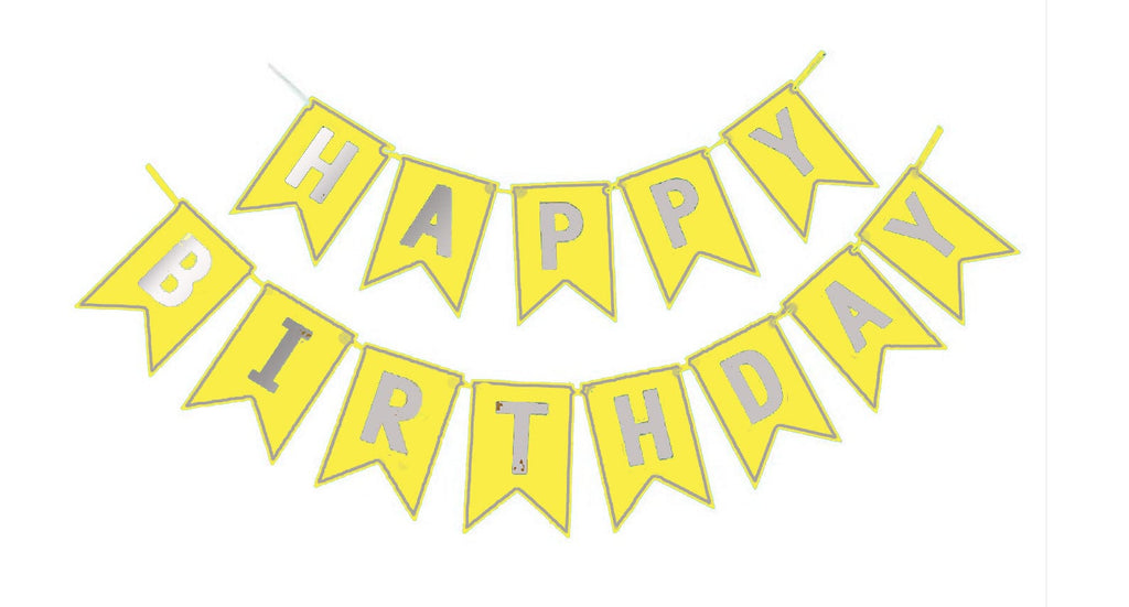Happy Birthday Glitter banner - Yellow bannner KidosPark